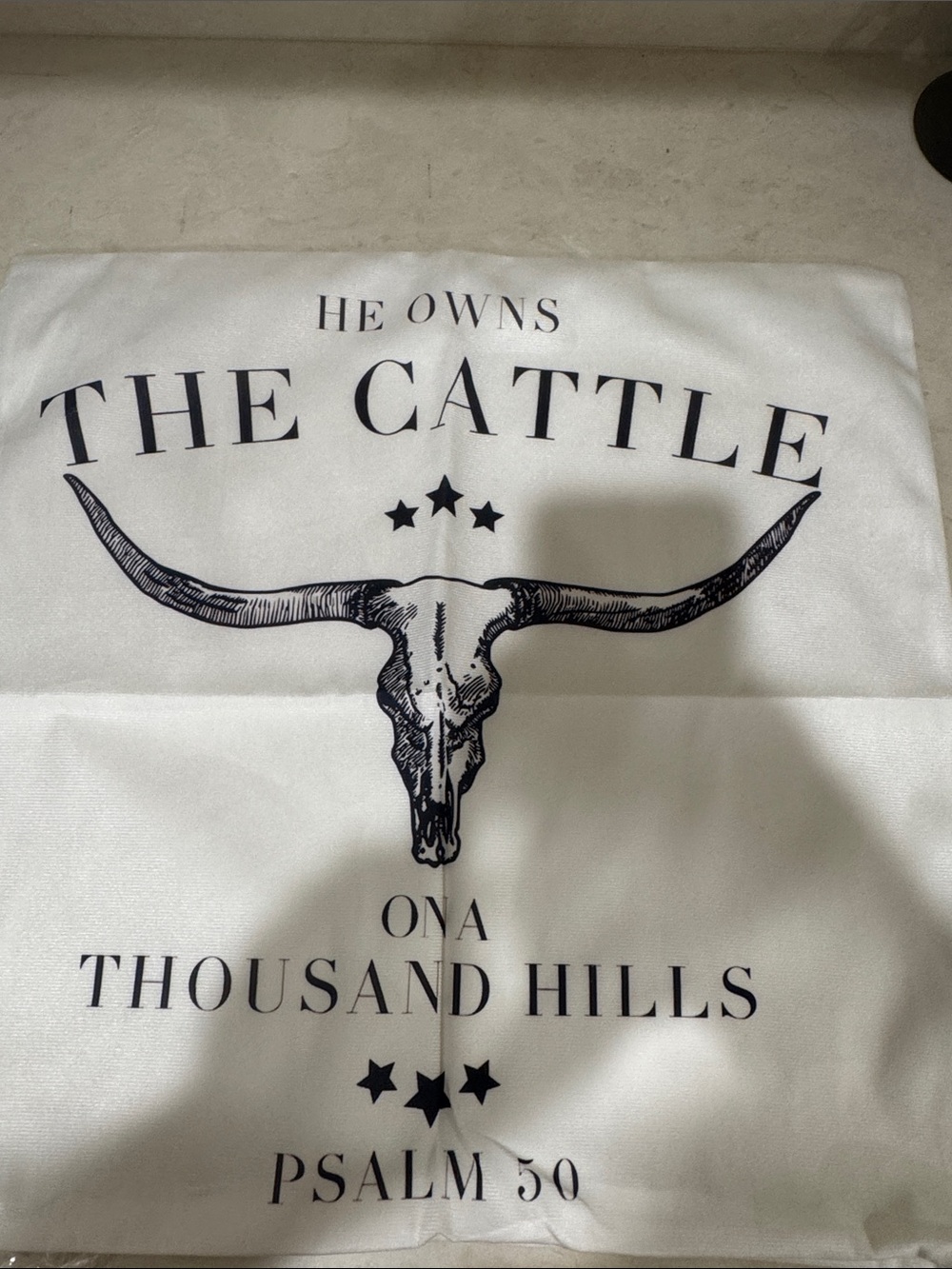 Graphic Throw Pillow Cover "The Cattle" in White and Black (4 pieces)
